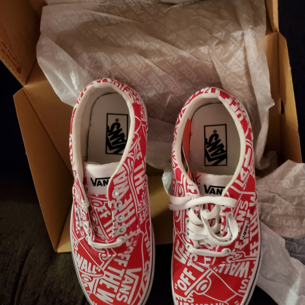 Vans Red and White Sneakers Mens Size 7.5